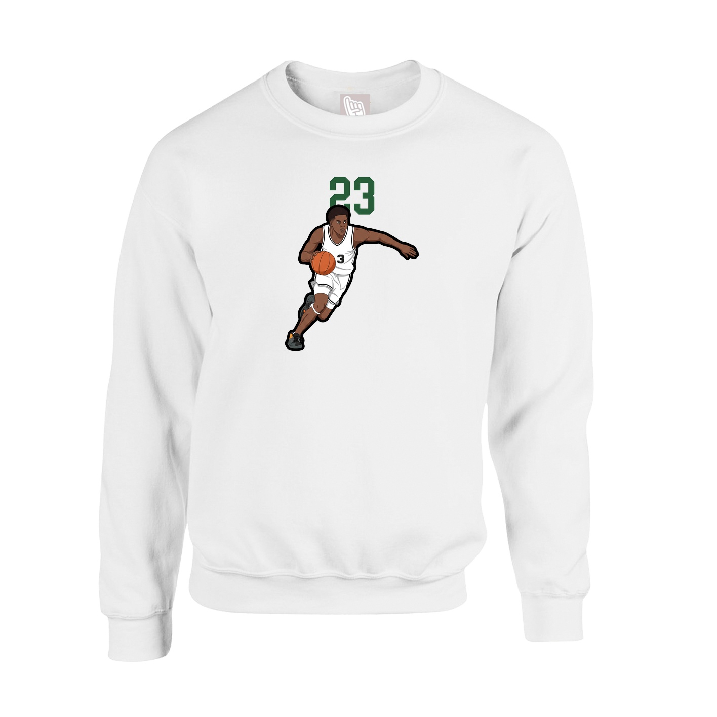 Fleece Crew — Number Top in White