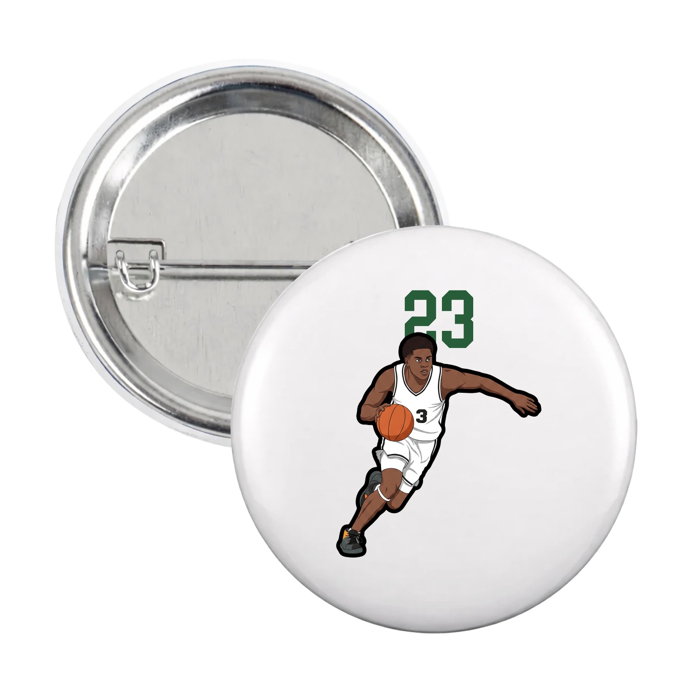 Game Day Button — Number Top in White