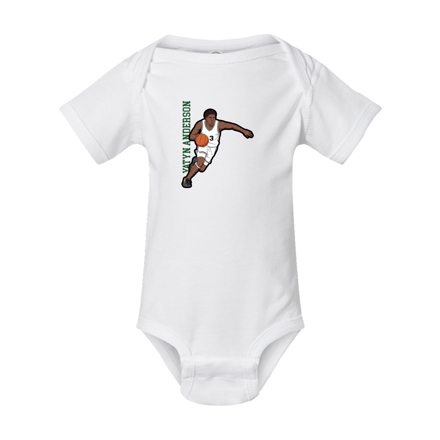 Baby Onesie — Name Vertical in White