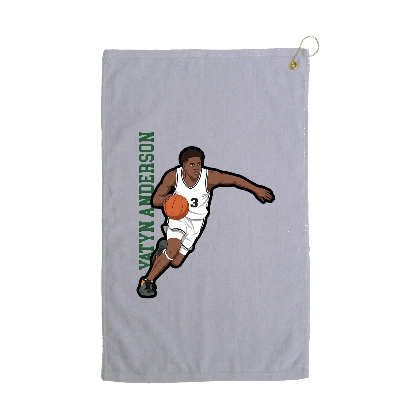 Golf Towel — Name Vertical in Grey