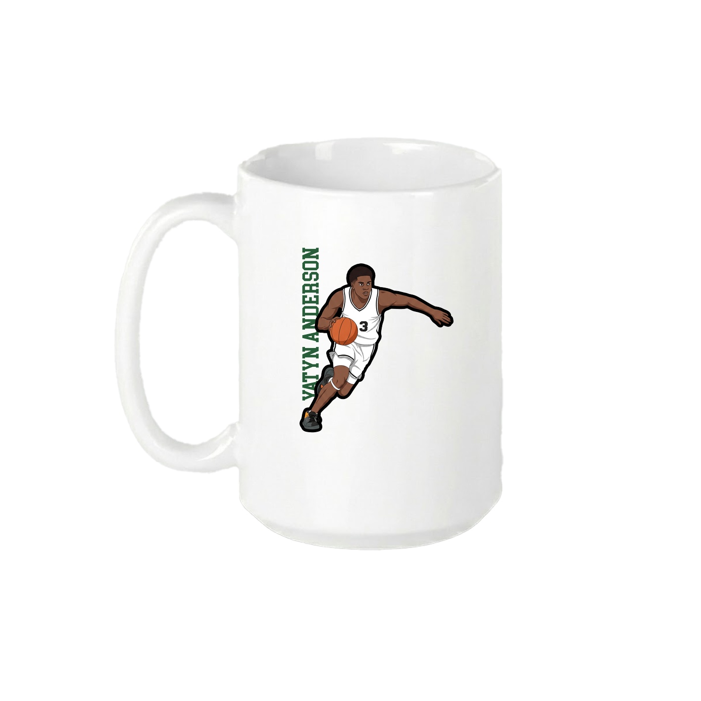 15oz Coffee Mug — Name Vertical in White