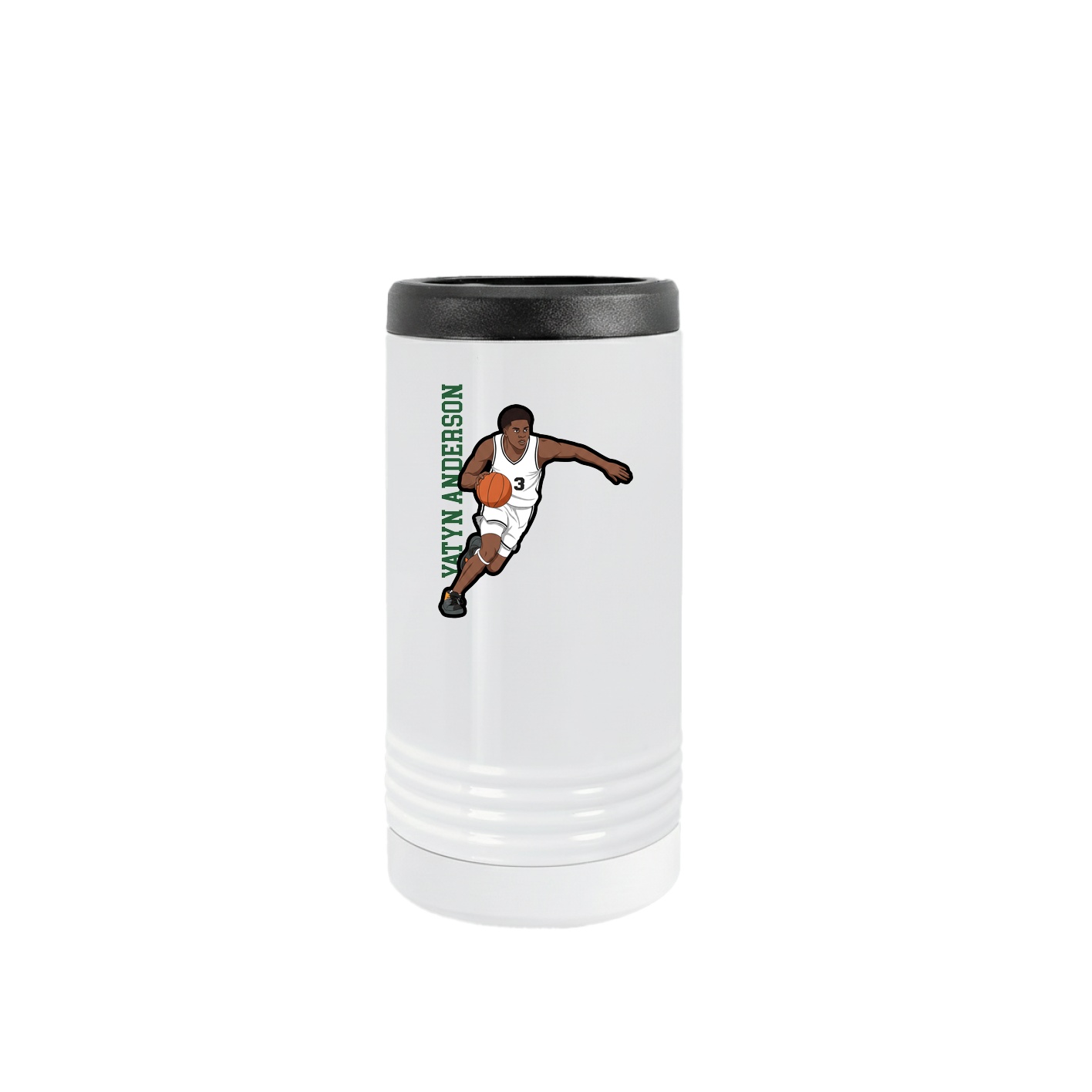 Slim Beverage Holder — Name Vertical in White
