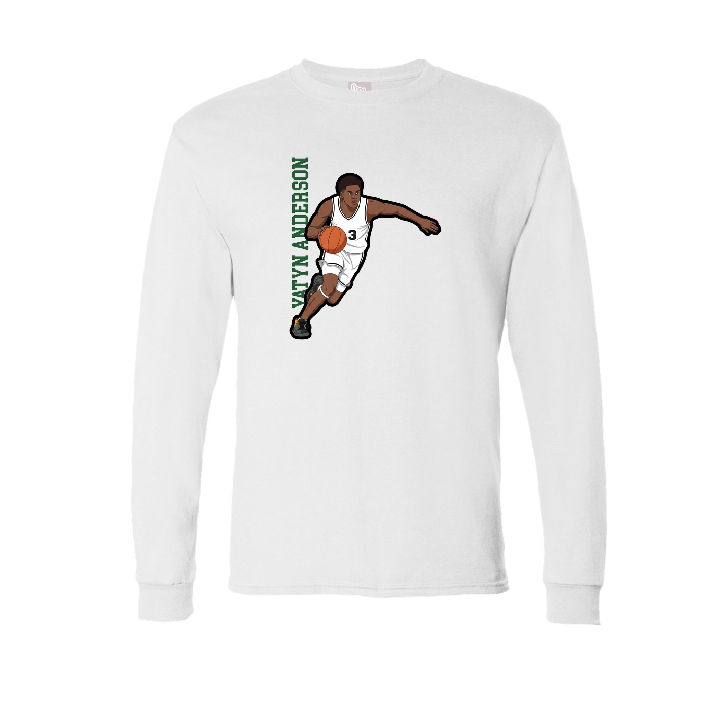 Long Sleeve Tee — Name Vertical in White
