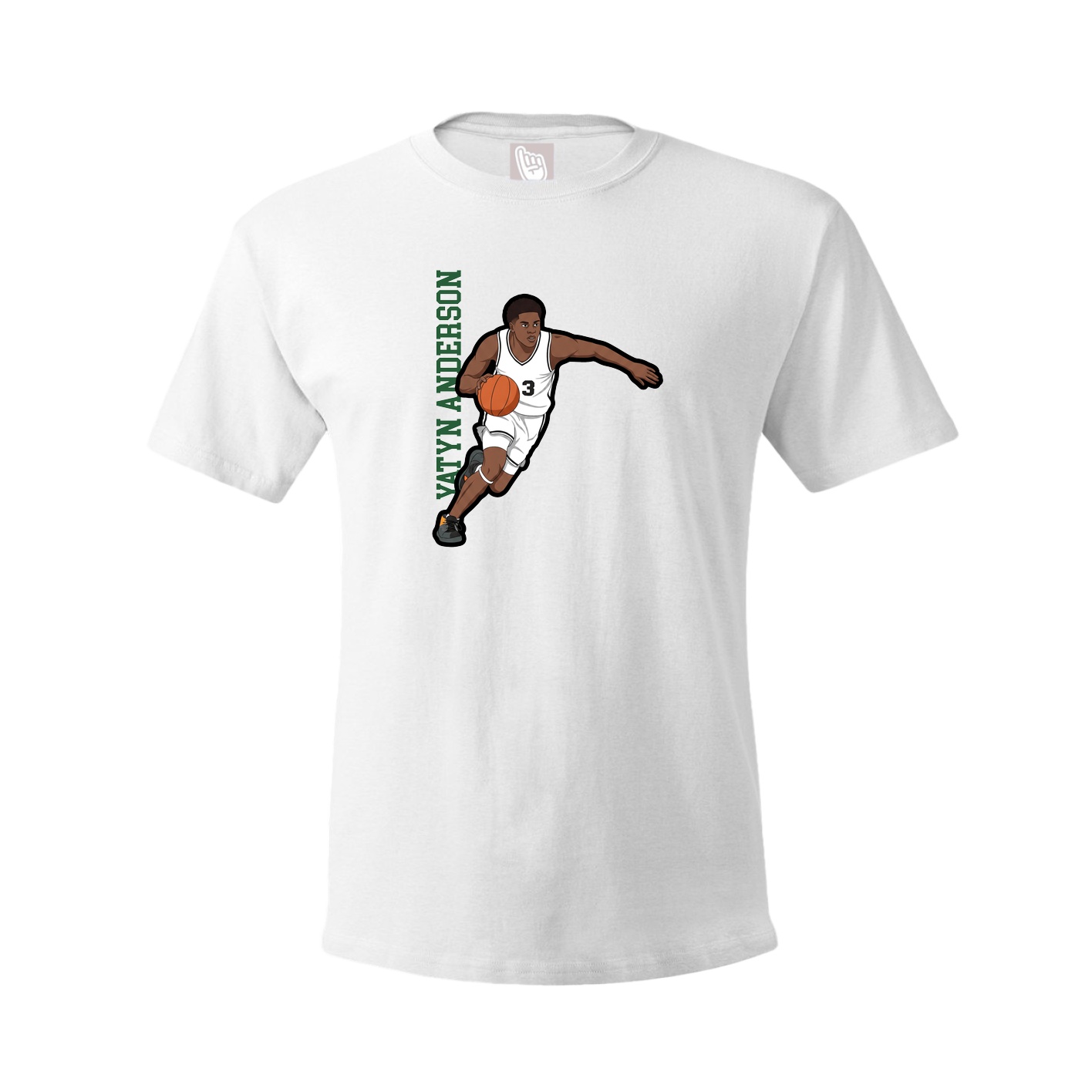 Youth Tee — Name Vertical in White