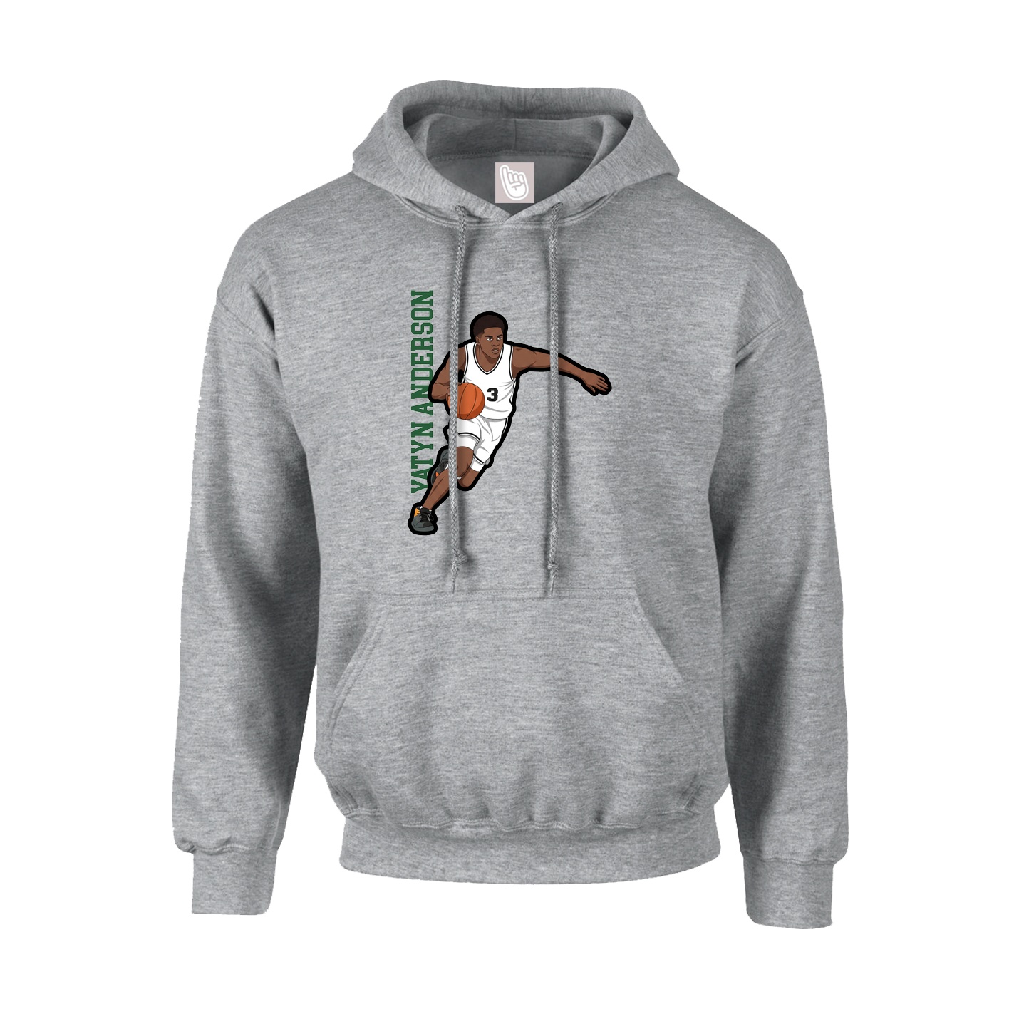 Hoodie — Name Vertical in Grey