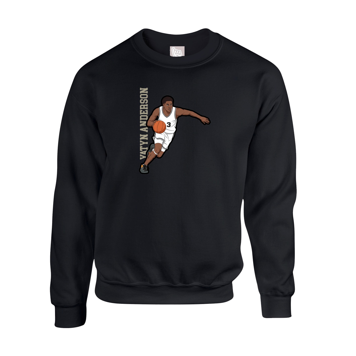 Fleece Crew — Name Vertical in Black