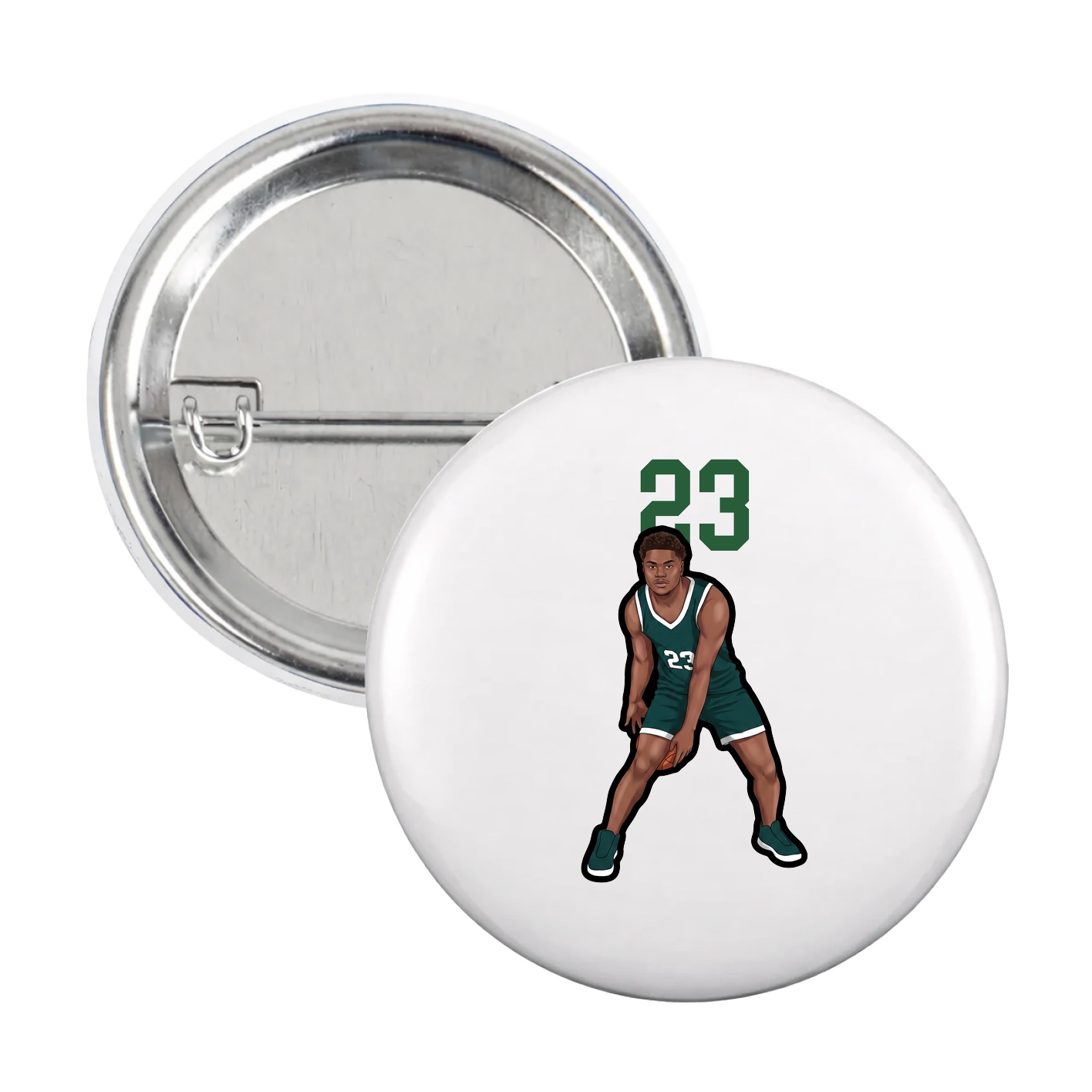 Game Day Button — Number Top in White