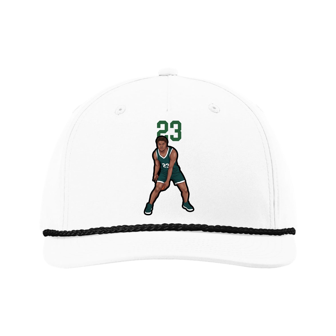 Five-Panel Classic Rope Cap — Number Top in White