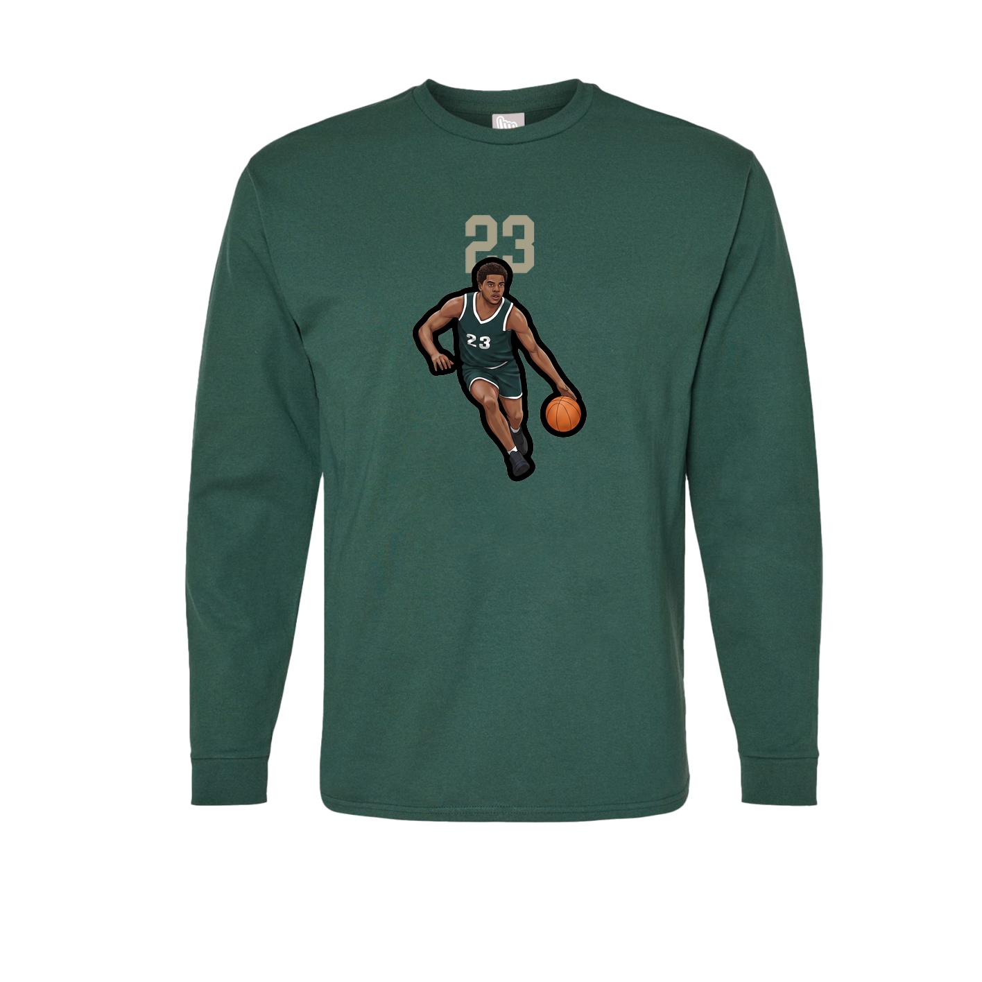 Long Sleeve Tee — Number Top in Green