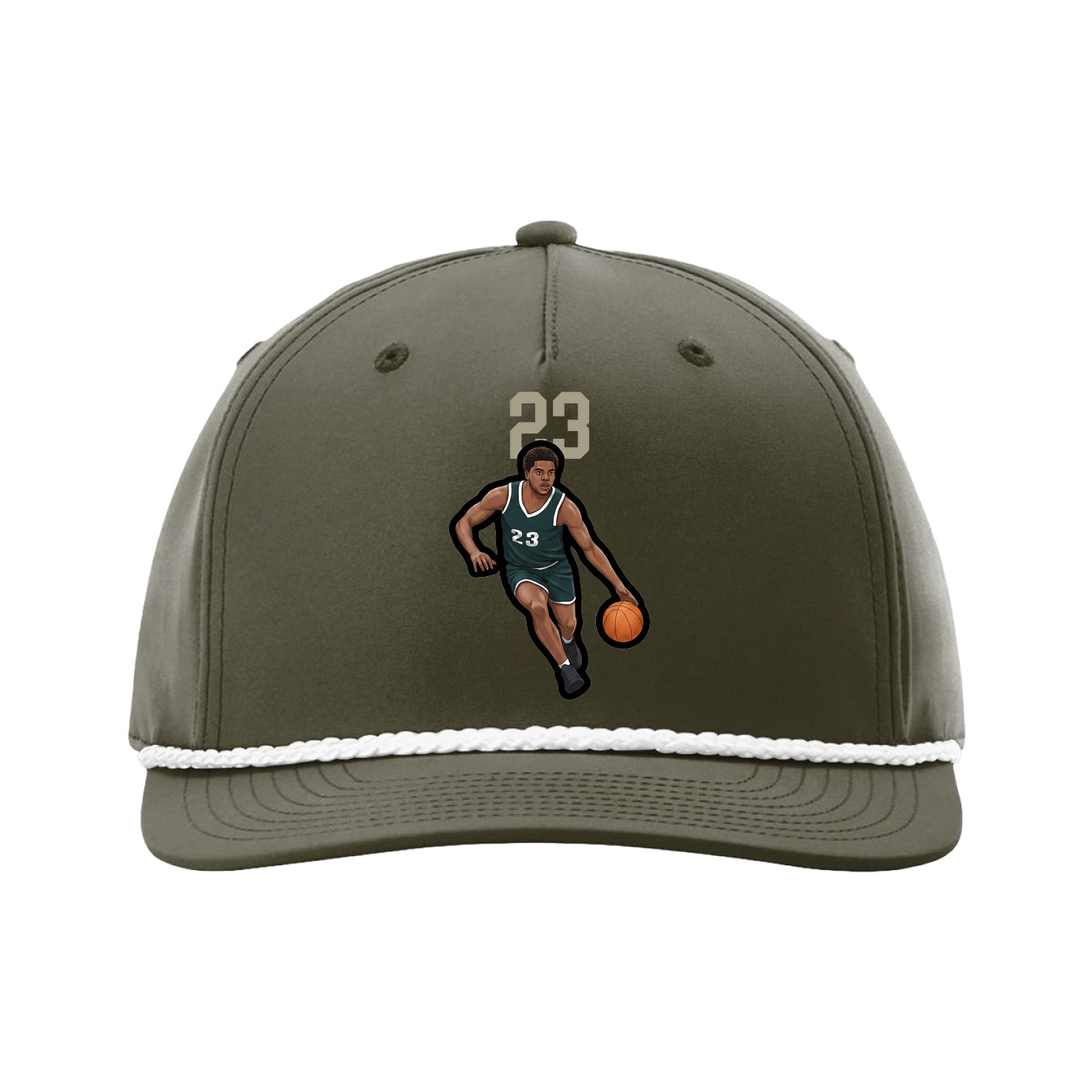 Five-Panel Classic Rope Cap — Number Top in Green