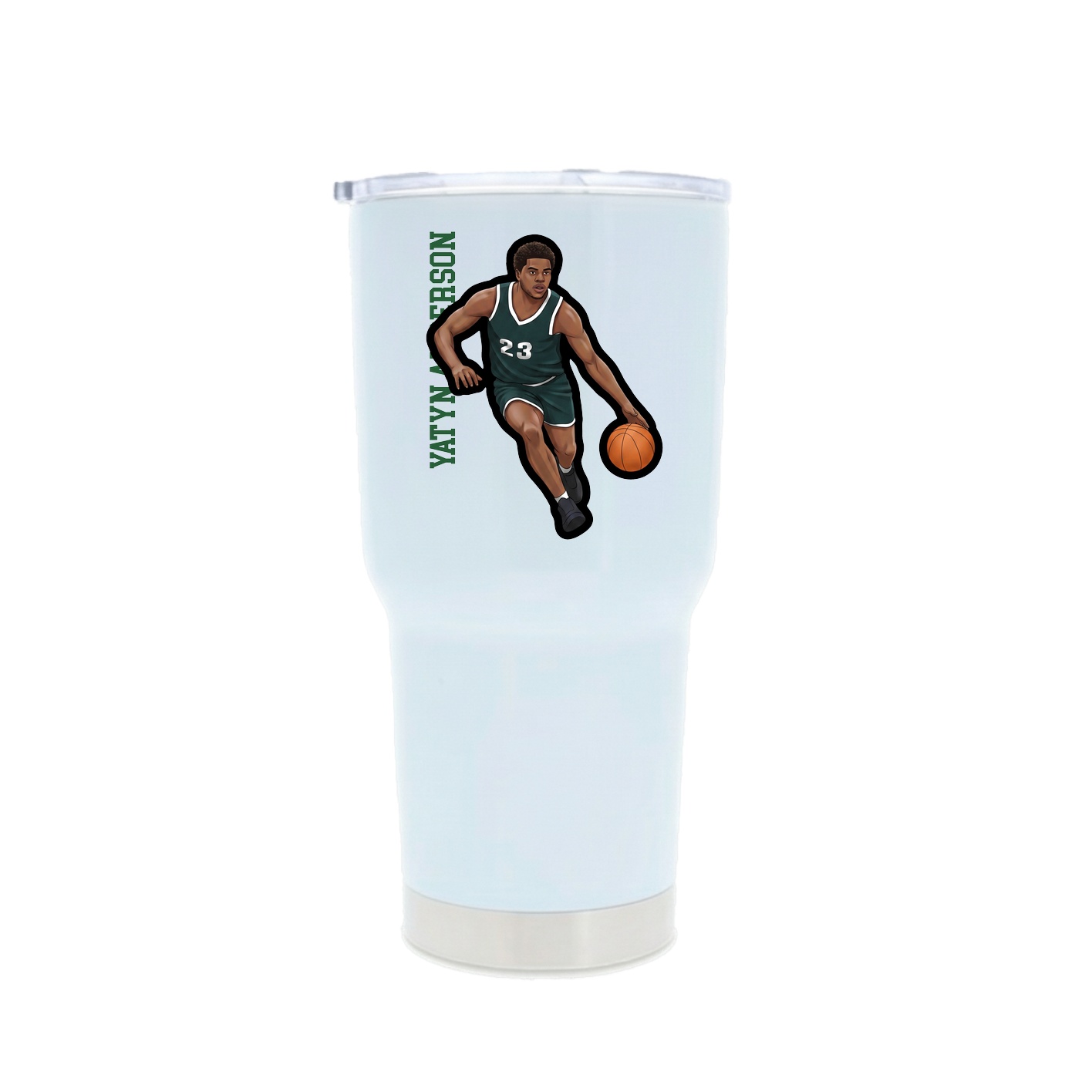 30oz Stainless Steel Tumbler — Name Vertical in White