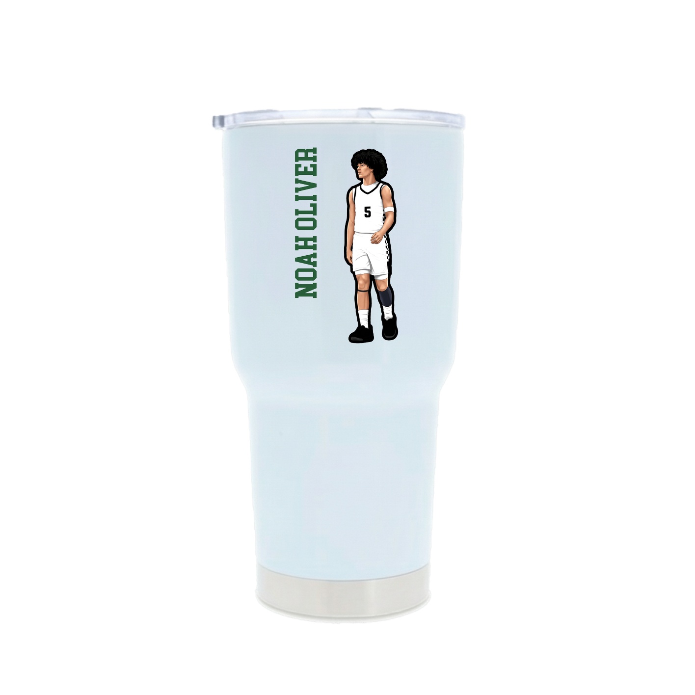 30oz Stainless Steel Tumbler — Name Vertical in White