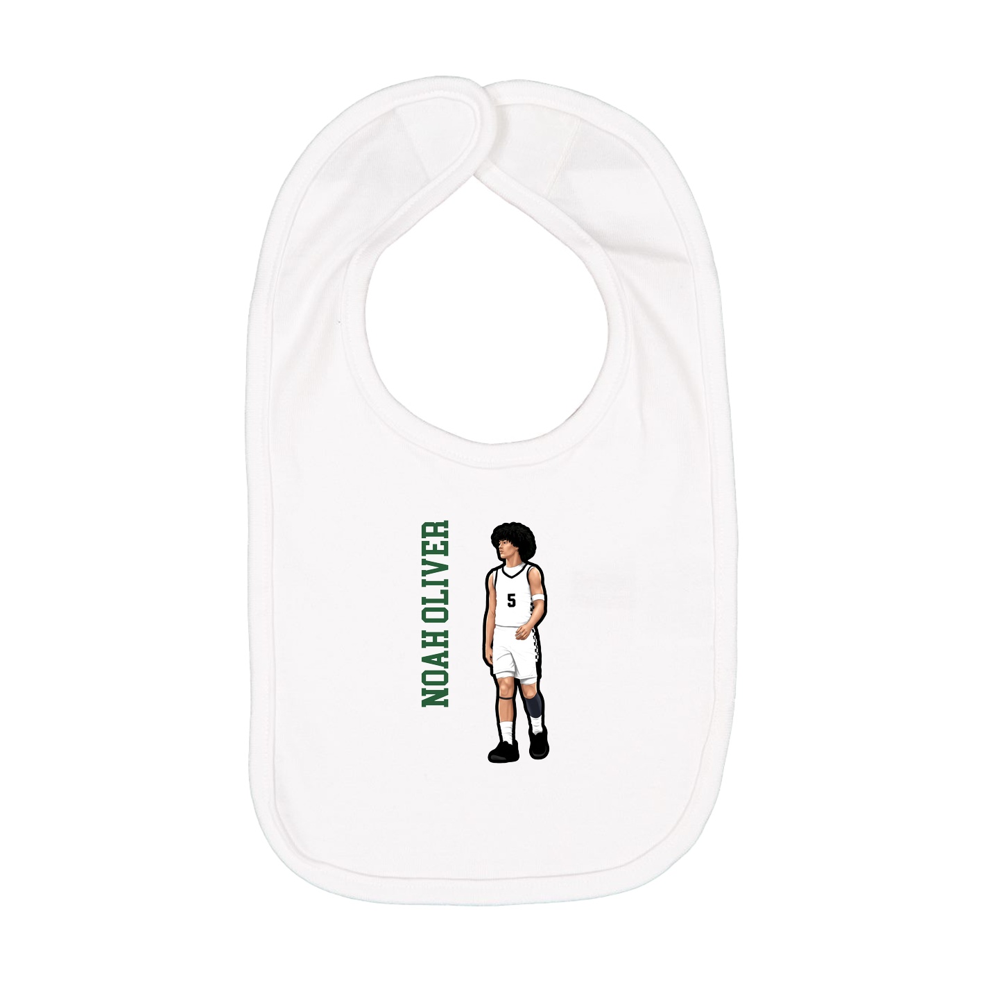 Infant Bib — Name Vertical in White