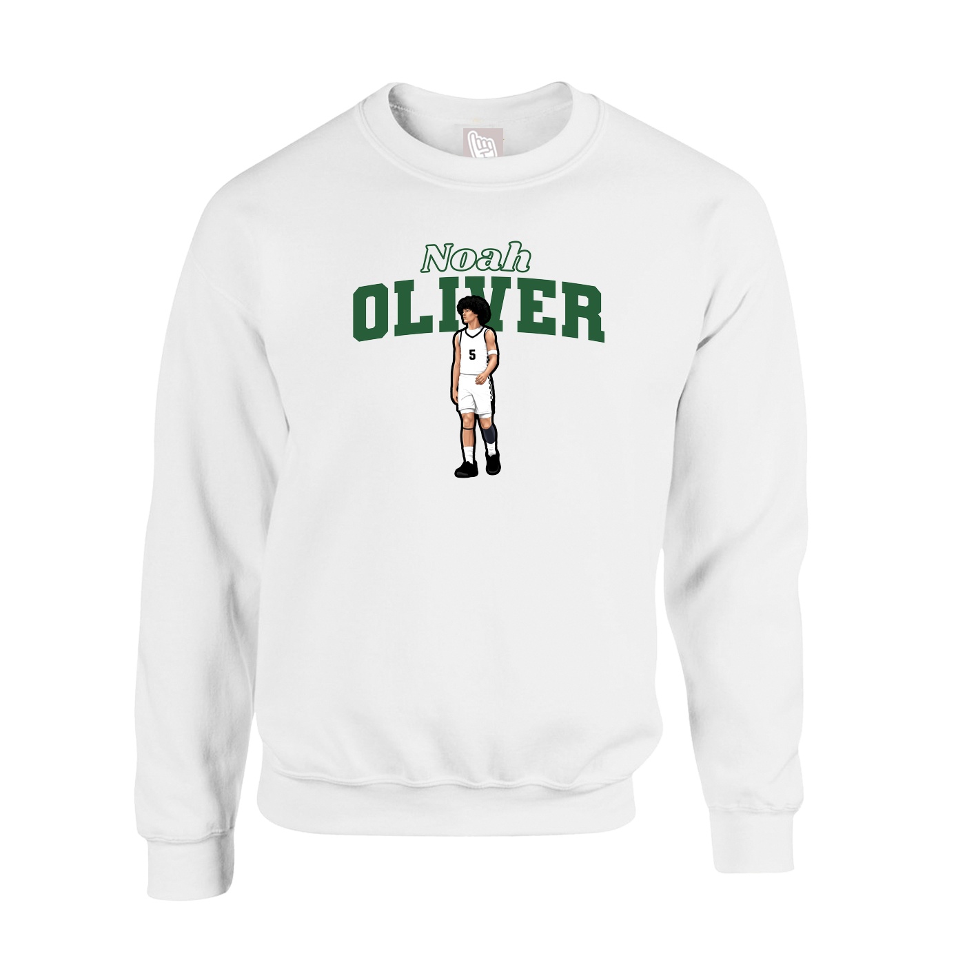Fleece Crew — Name Arch in White