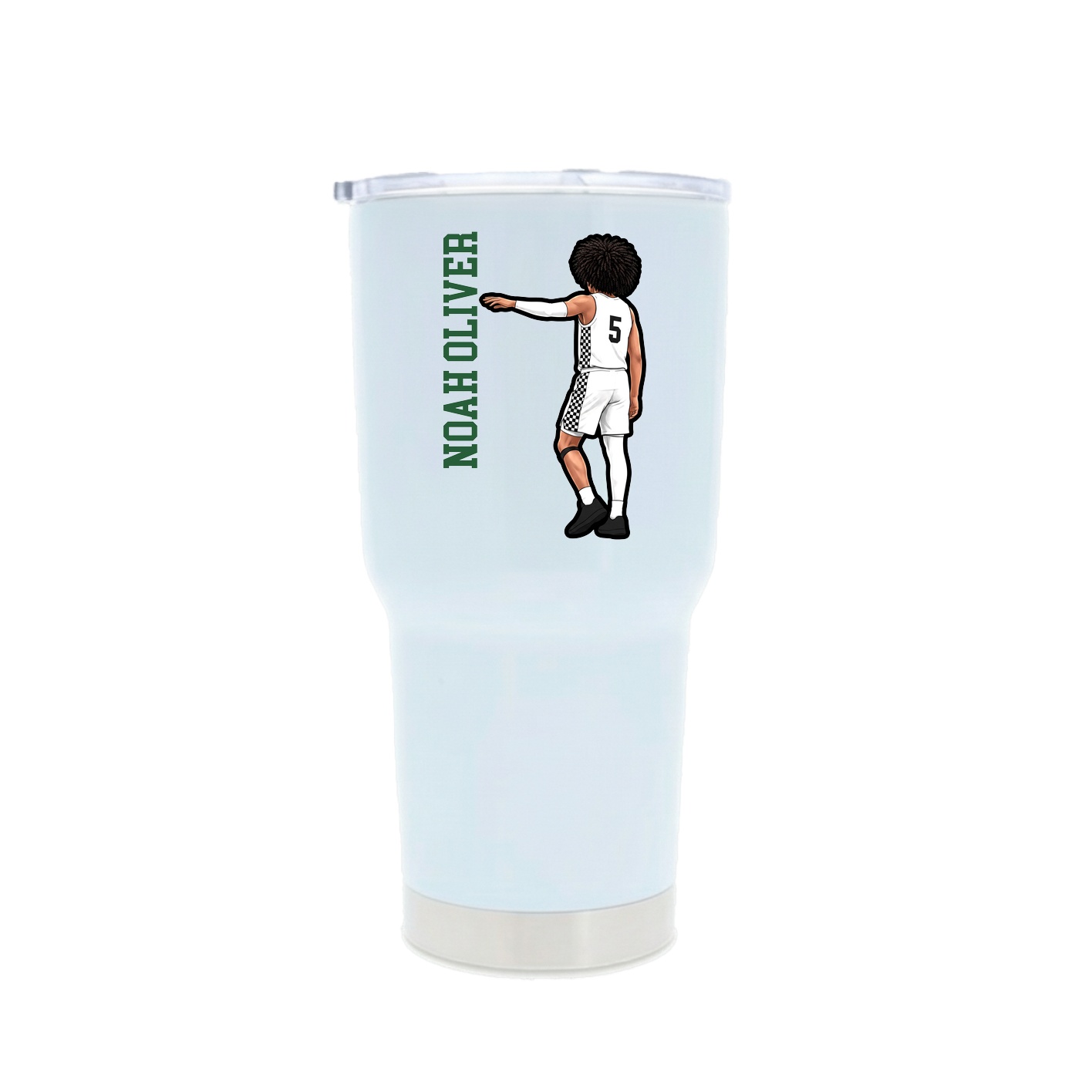 30oz Stainless Steel Tumbler — Name Vertical in White