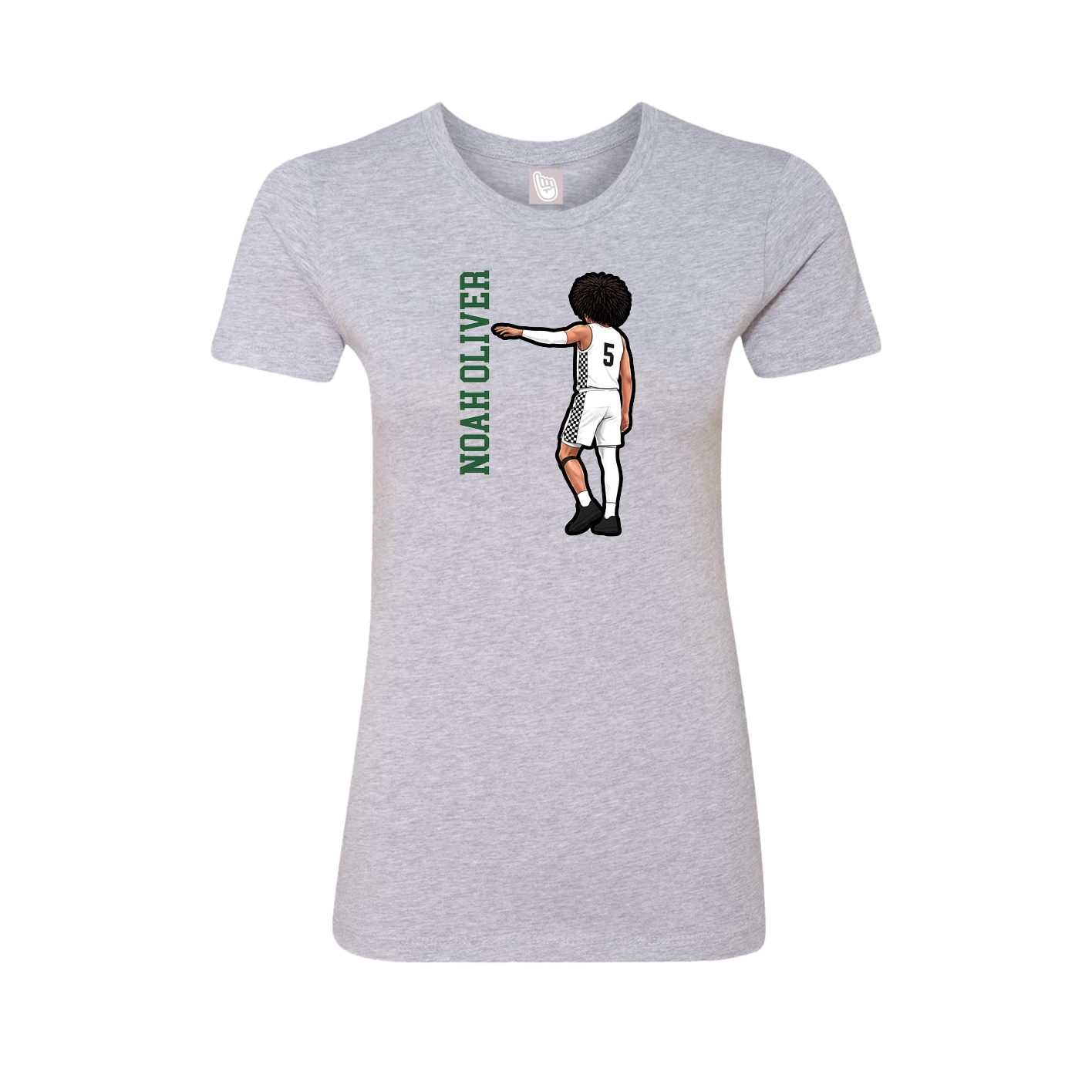 Fitted Women's Tee — Name Vertical in Grey