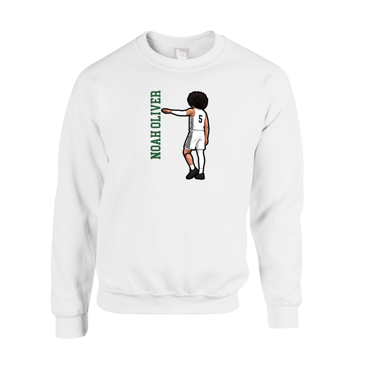 Fleece Crew — Name Vertical in White