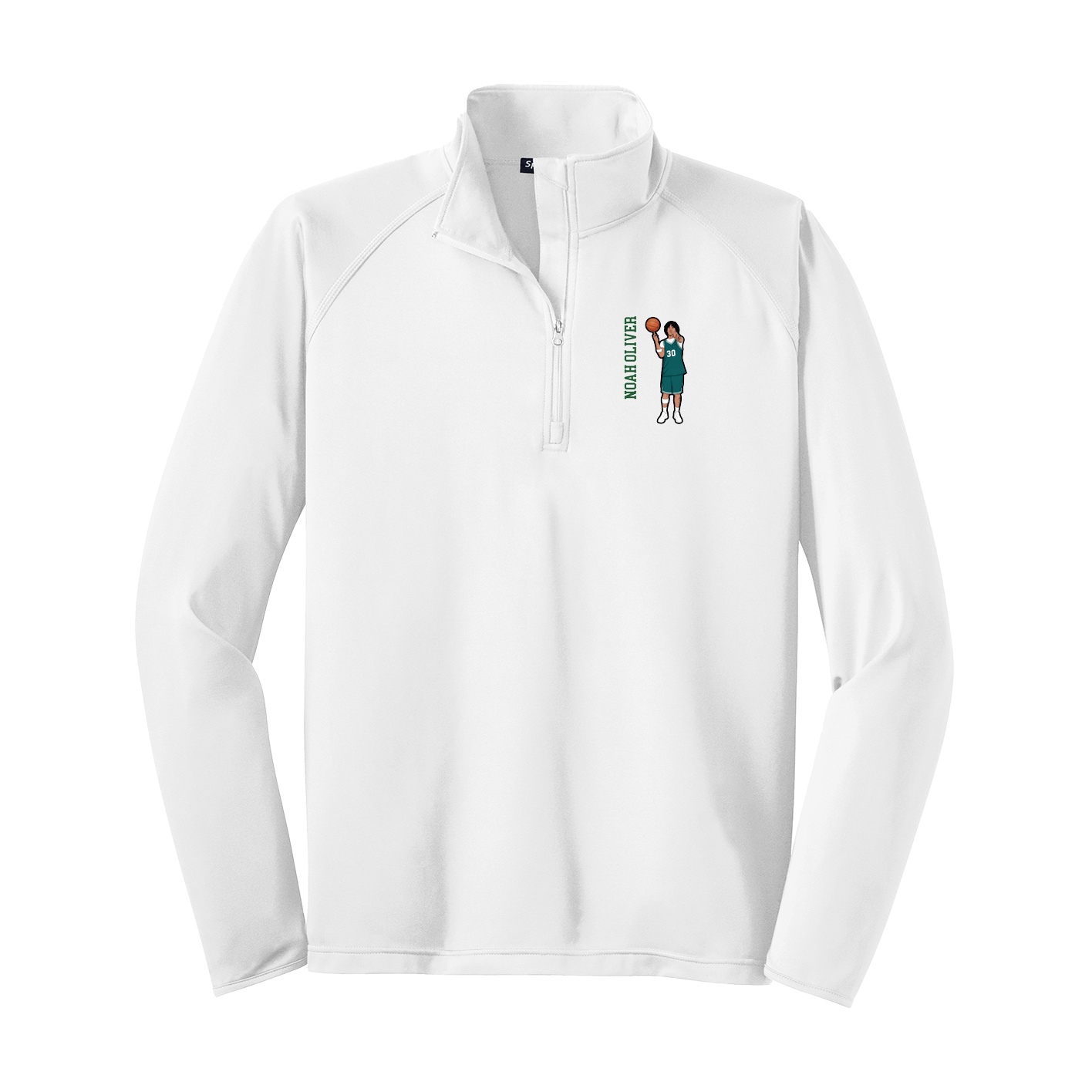 Q-Zip Pullover — Name Vertical in White