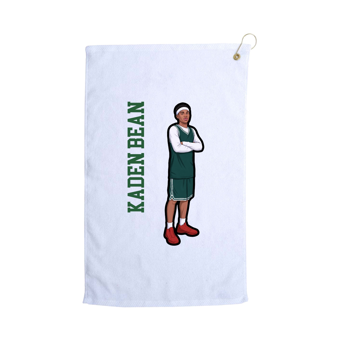 Golf Towel — Name Vertical in White