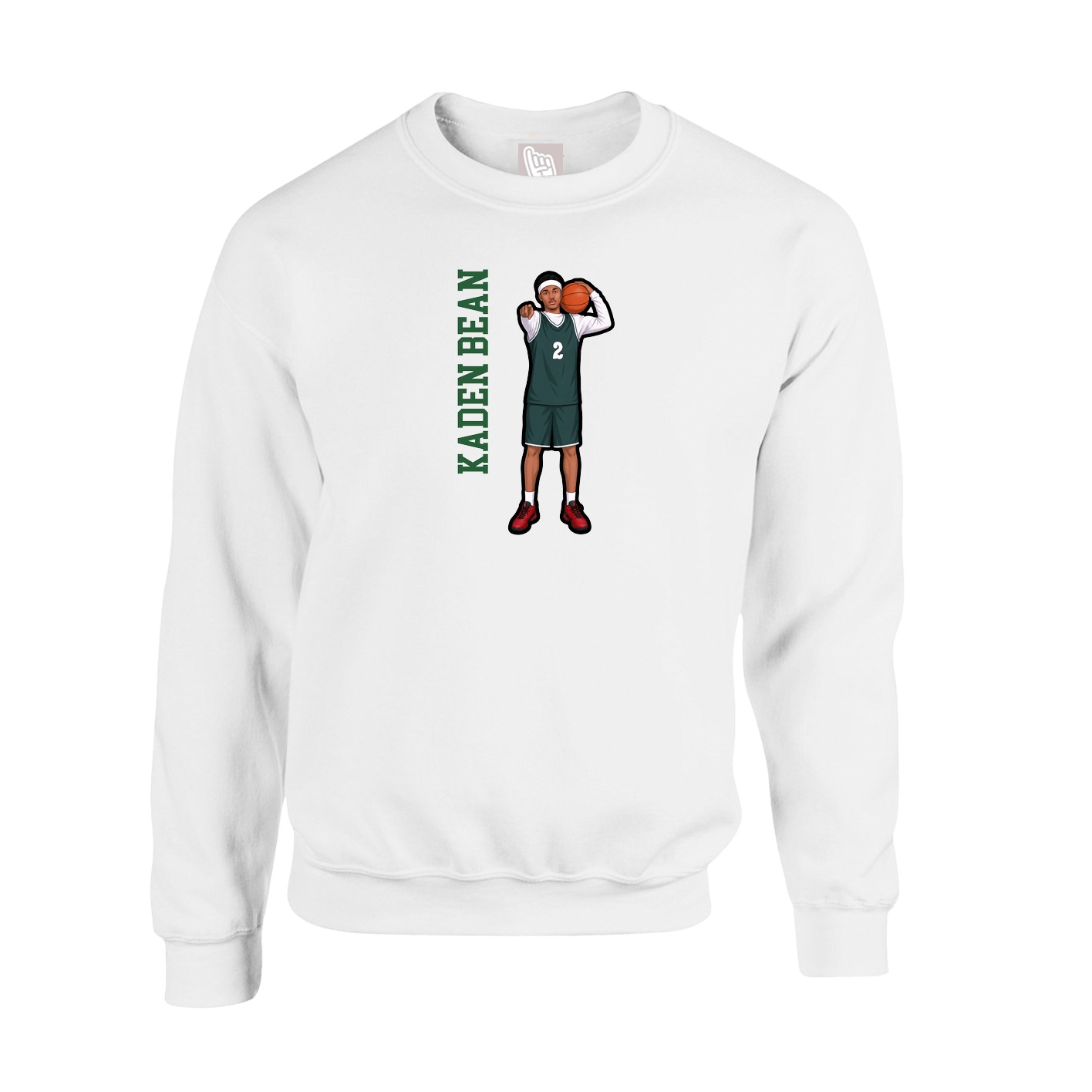 Fleece Crew — Name Vertical in White