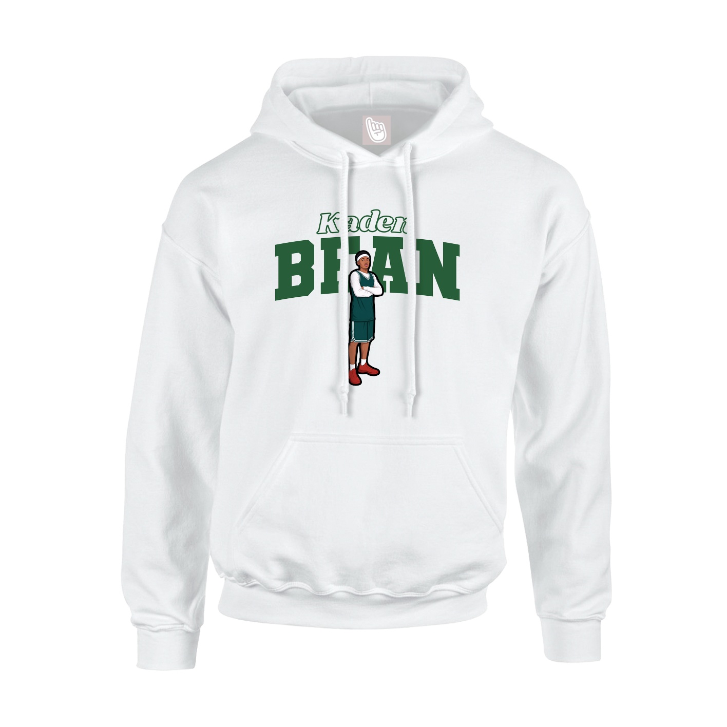 Youth Hoodie — Name Arch in White
