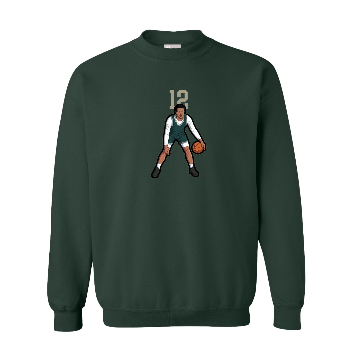 Fleece Crew — Number Top in Green
