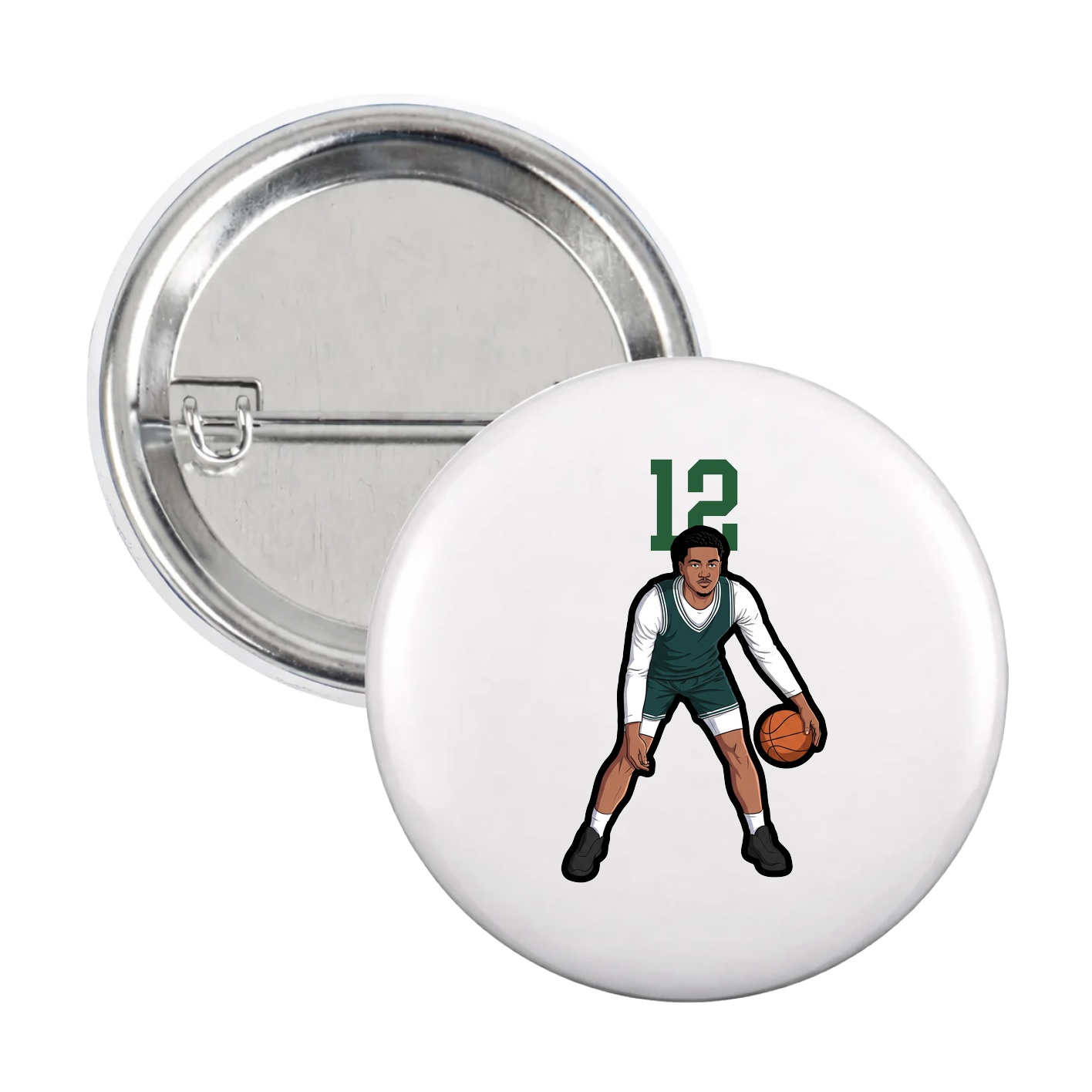 Game Day Button — Number Top in White