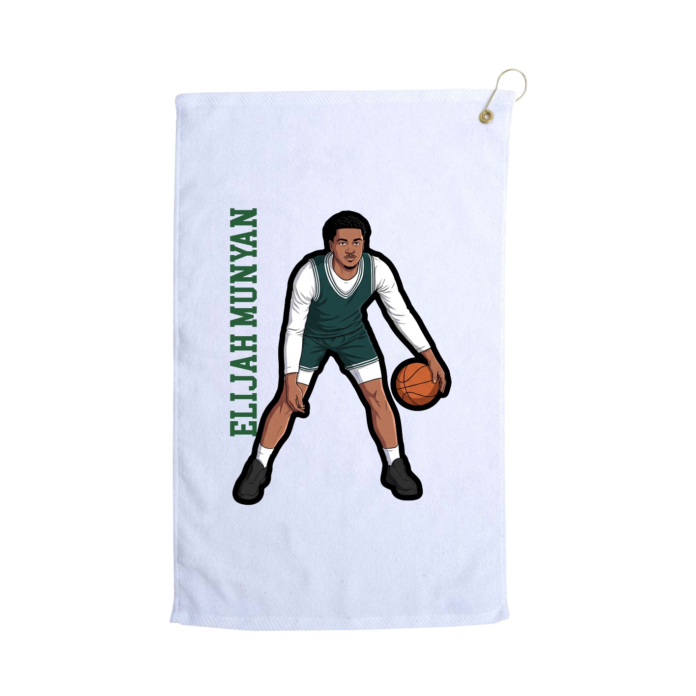 Golf Towel — Name Vertical in White