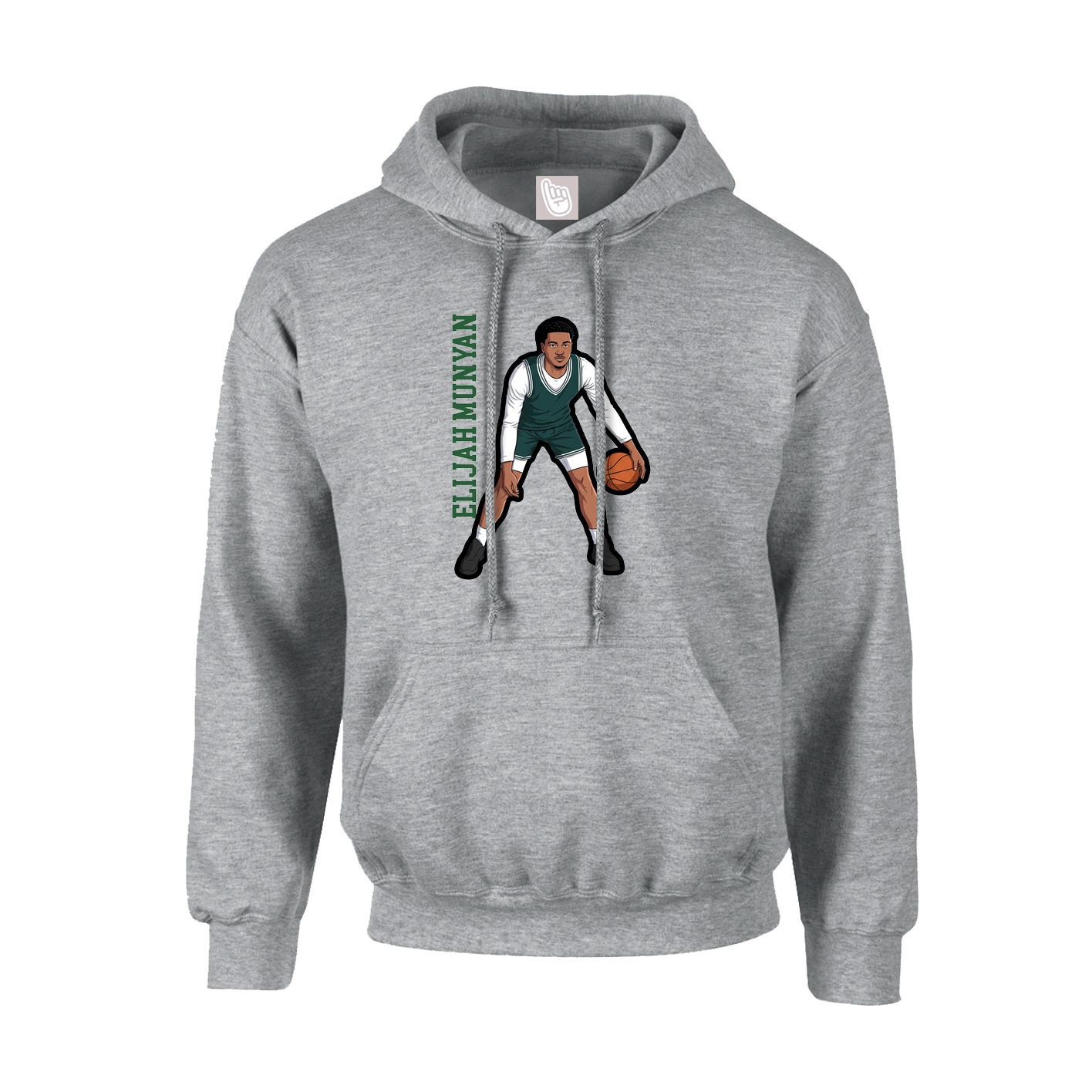 Hoodie — Name Vertical in Grey