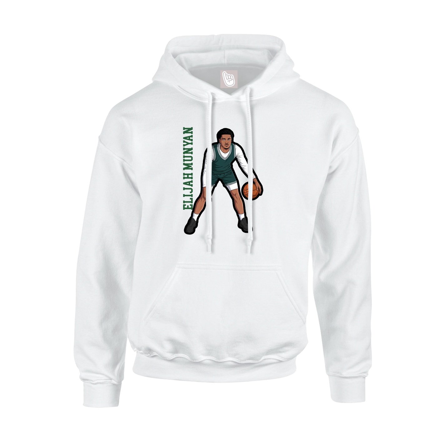 Youth Hoodie — Name Vertical in White