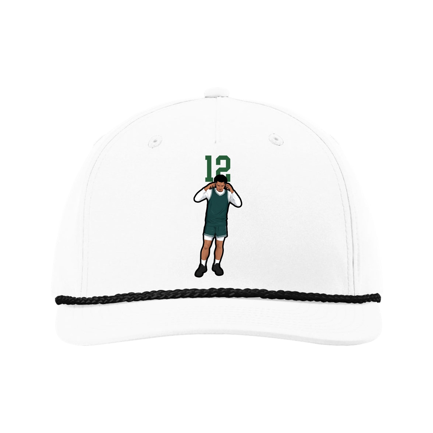 Five-Panel Classic Rope Cap — Number Top in White