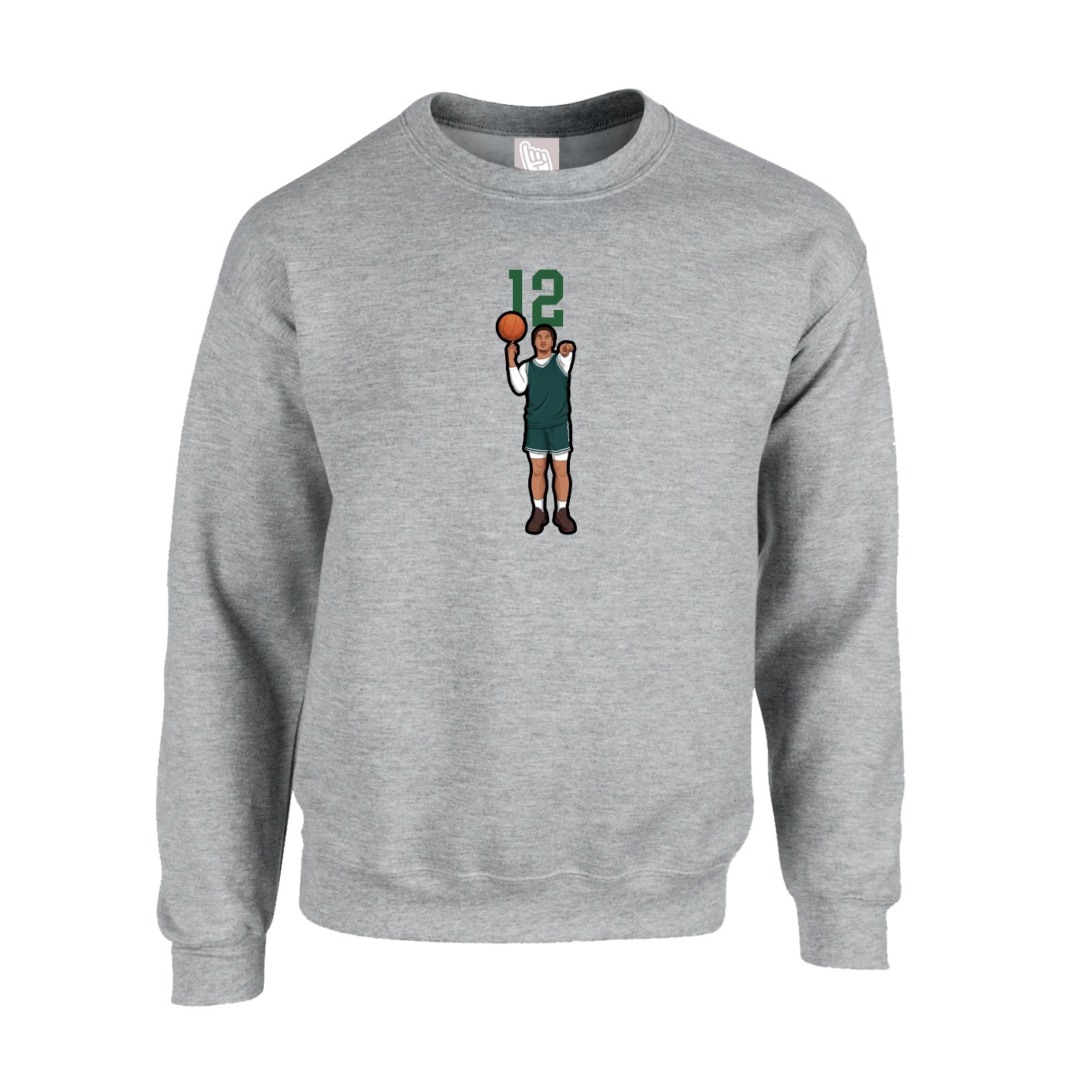 Fleece Crew — Number Top in Grey