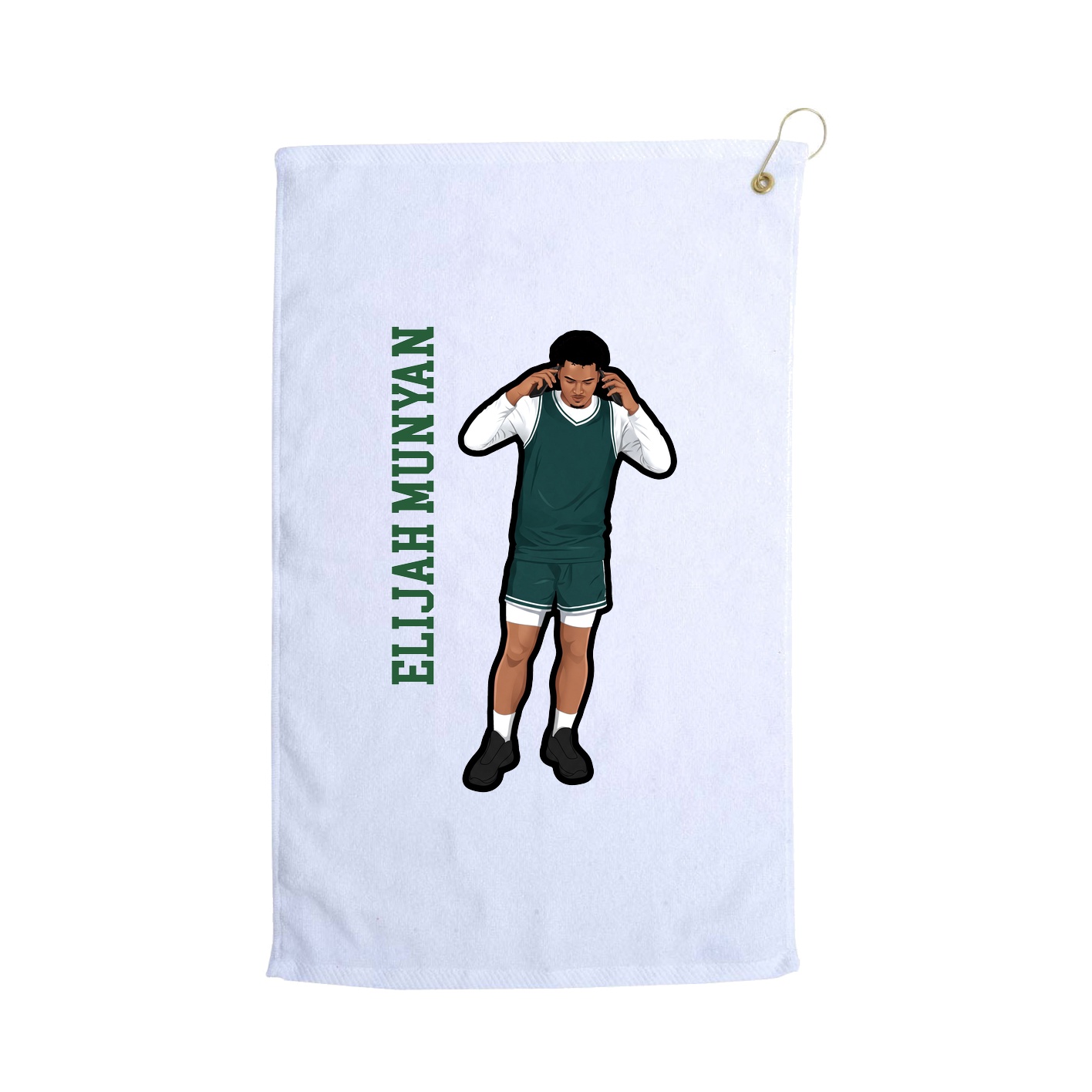 Golf Towel — Name Vertical in White