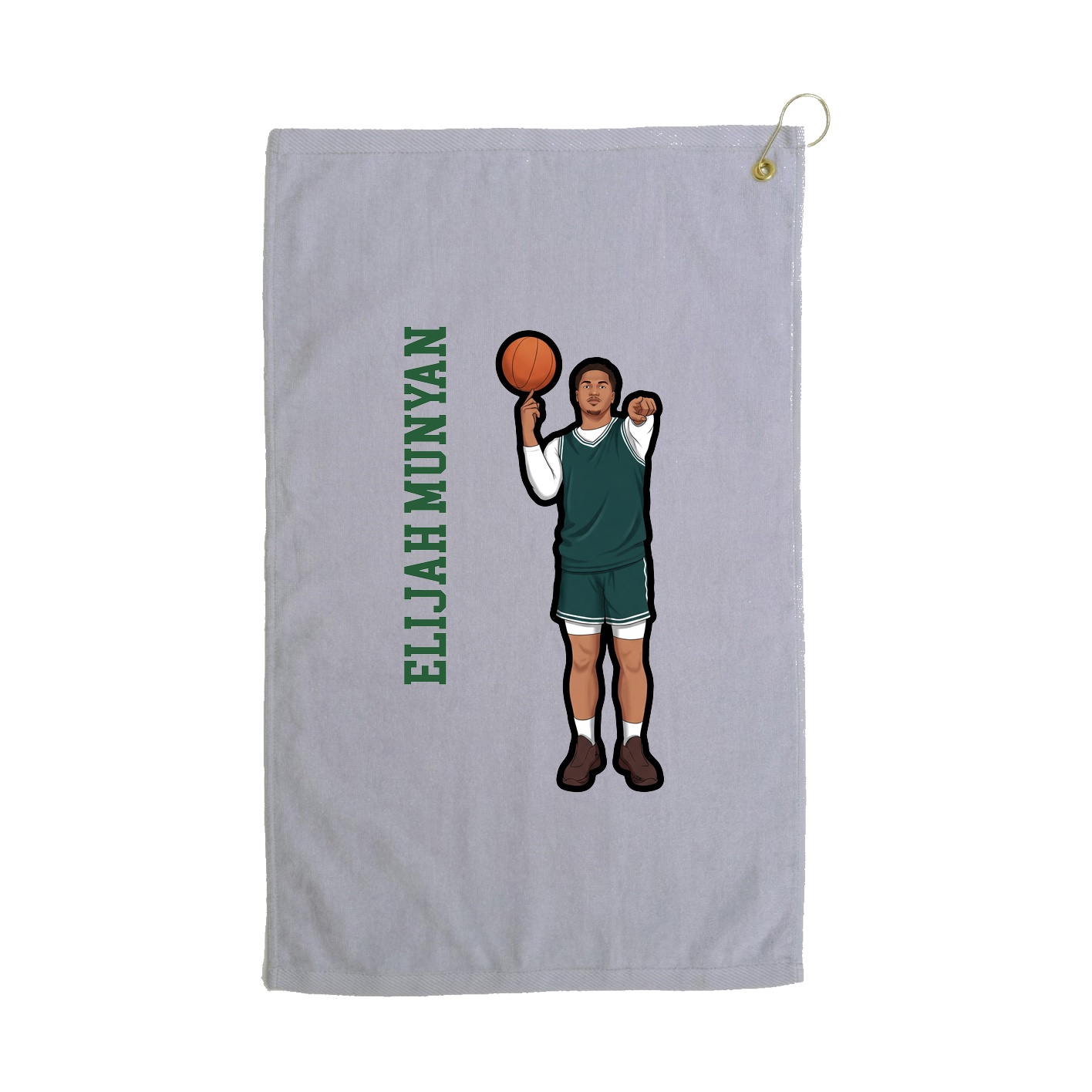 Golf Towel — Name Vertical in Grey
