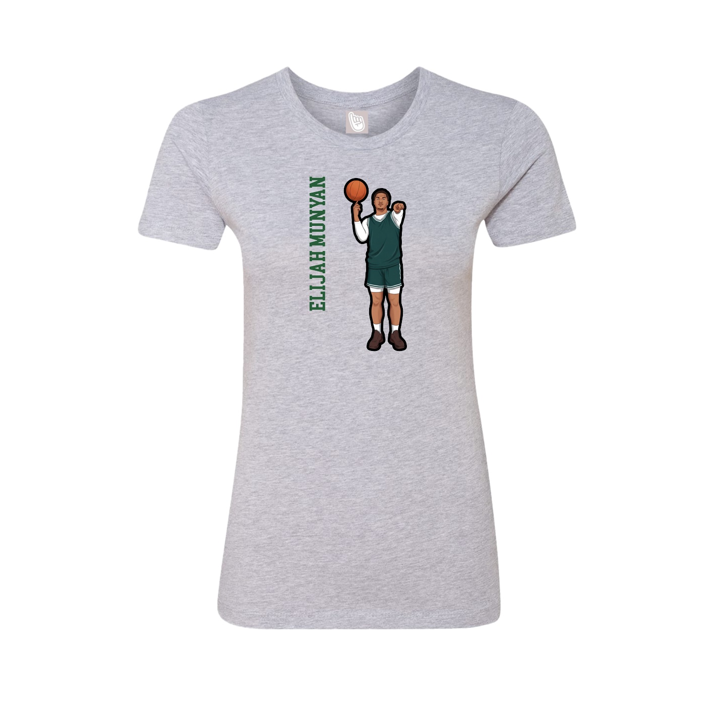 Fitted Women's Tee — Name Vertical in Grey