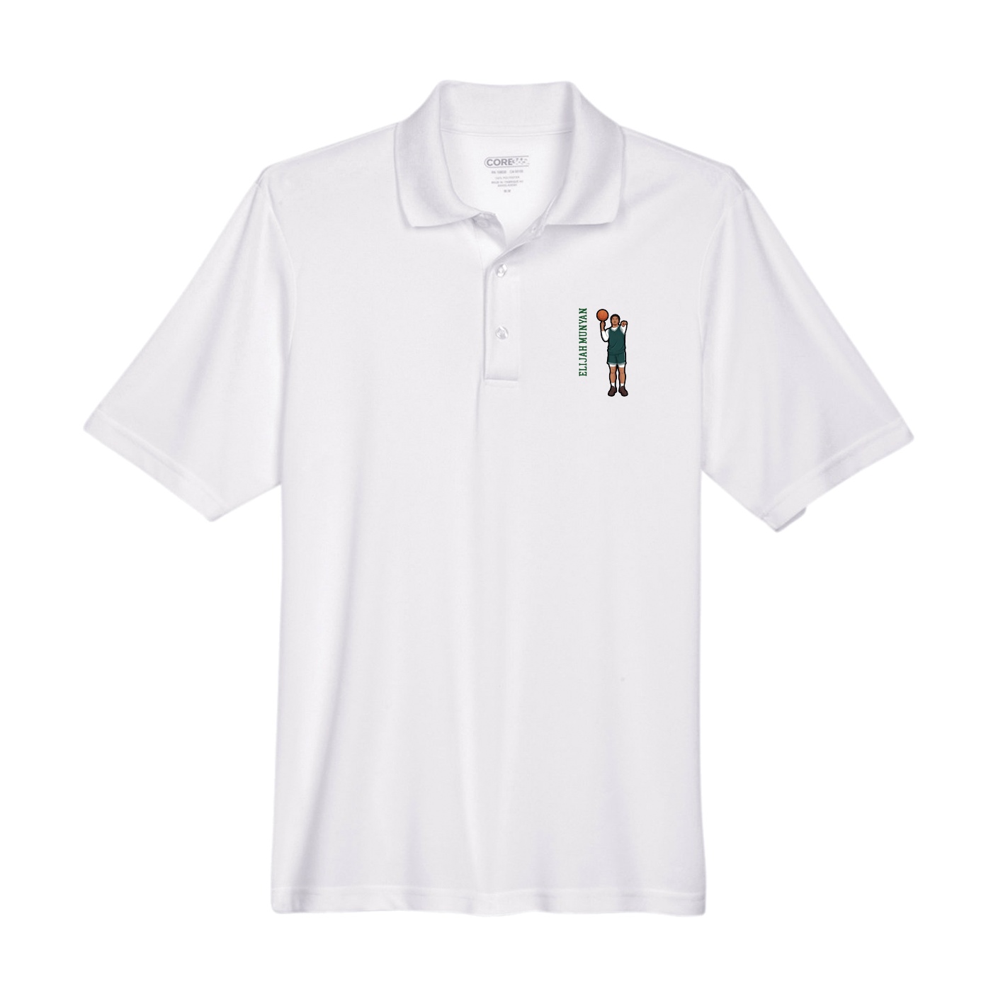 Performance Polo — Name Vertical in White