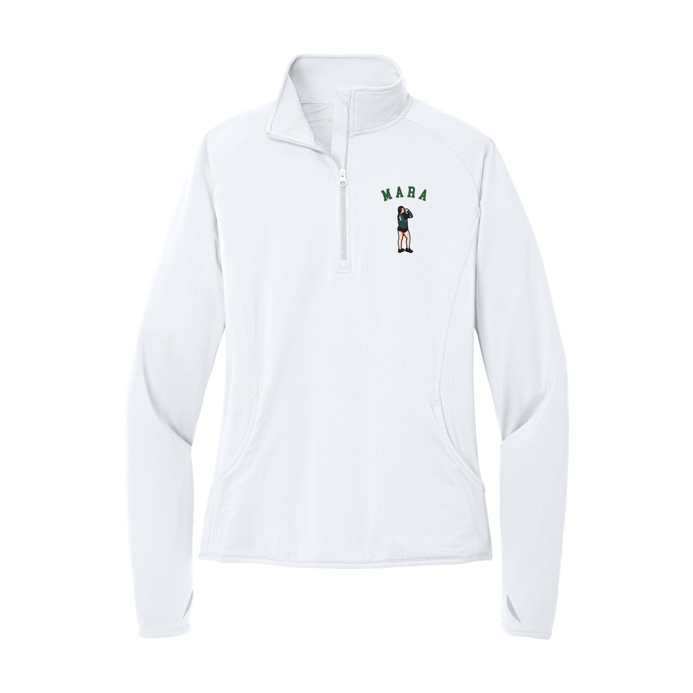Women's Q-Zip Pullover — Shirsey Arch in White