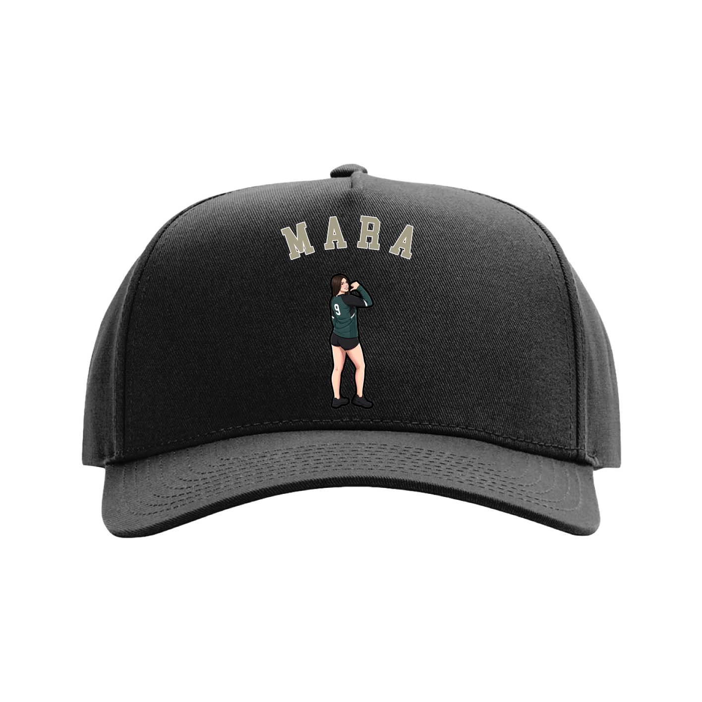 Full Fabric Five-Panel Champ Cap — Shirsey Arch in Black