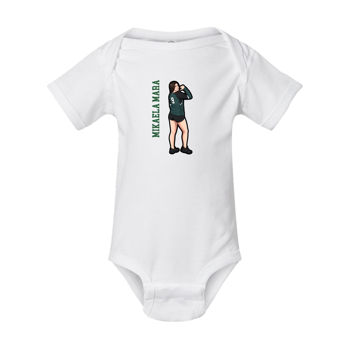 Baby Onesie — Name Vertical in White