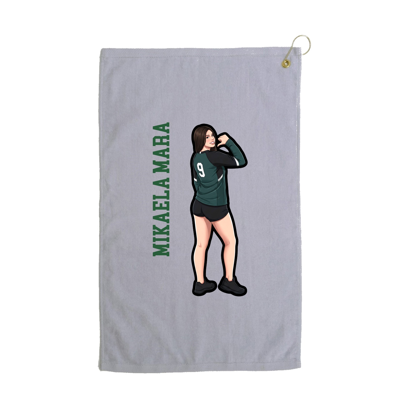 Golf Towel — Name Vertical in Grey