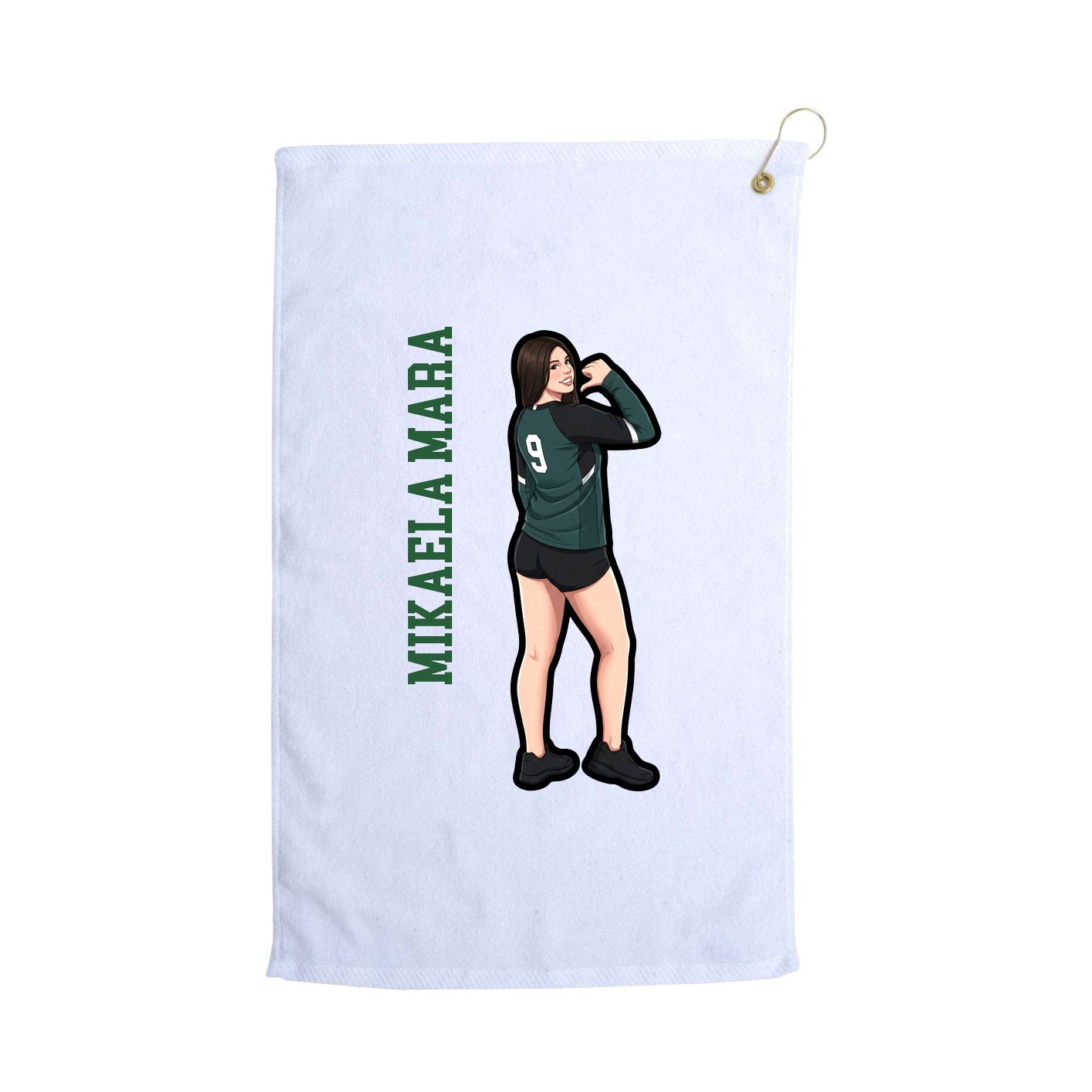 Golf Towel — Name Vertical in White