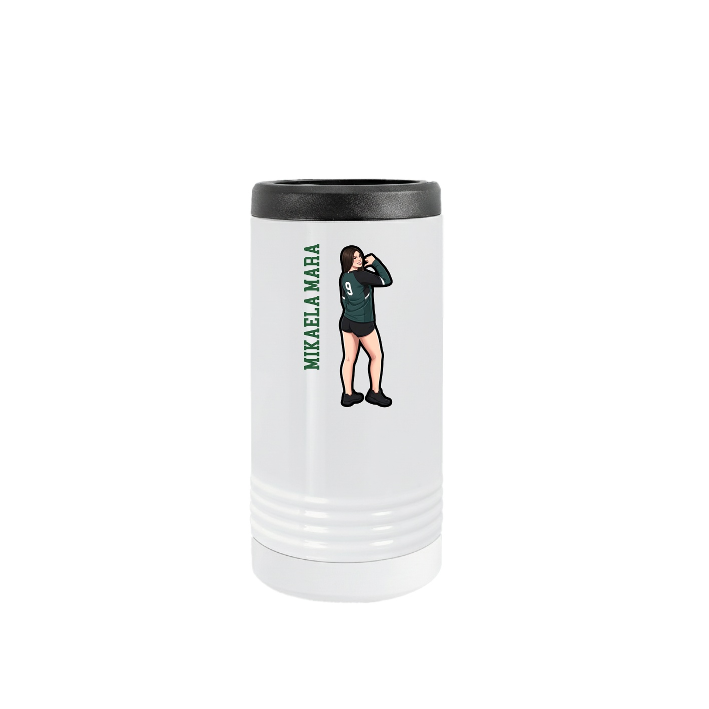 Slim Beverage Holder — Name Vertical in White