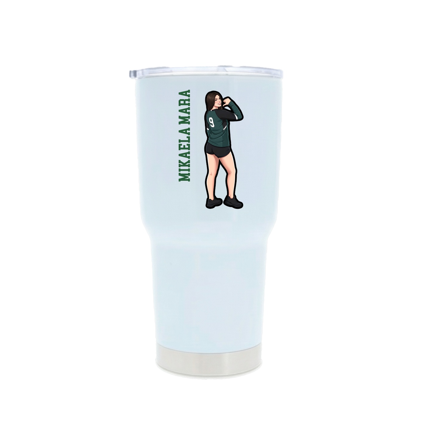 30oz Stainless Steel Tumbler — Name Vertical in White
