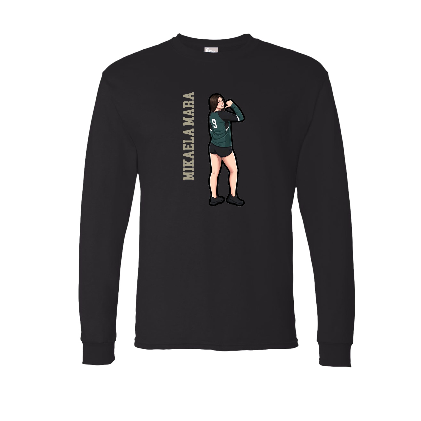 Long Sleeve Tee — Name Vertical in Black