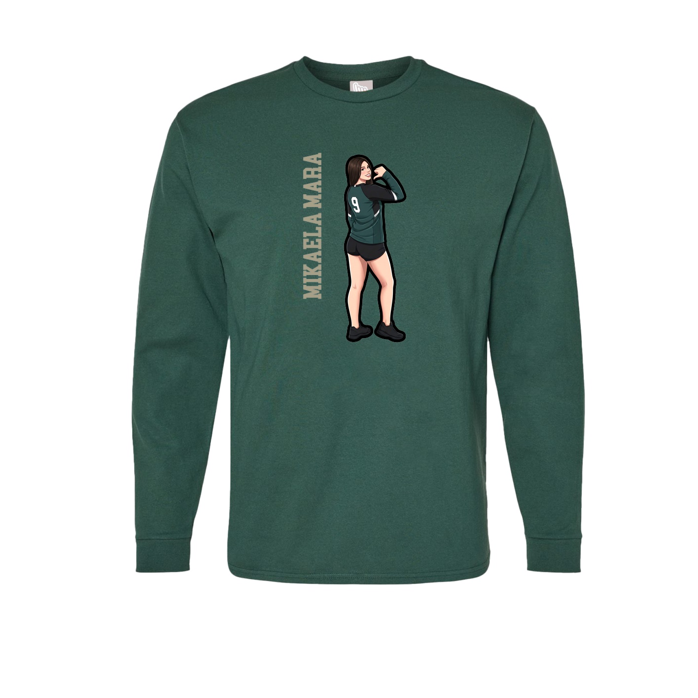 Long Sleeve Tee — Name Vertical in Green