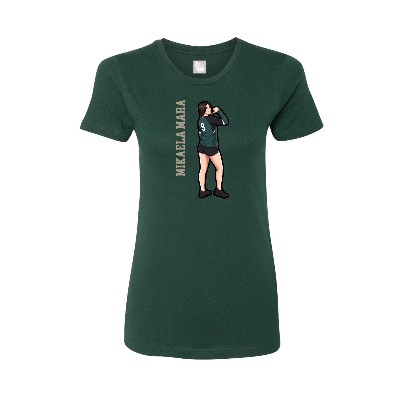 Fitted Women's Tee — Name Vertical in Green