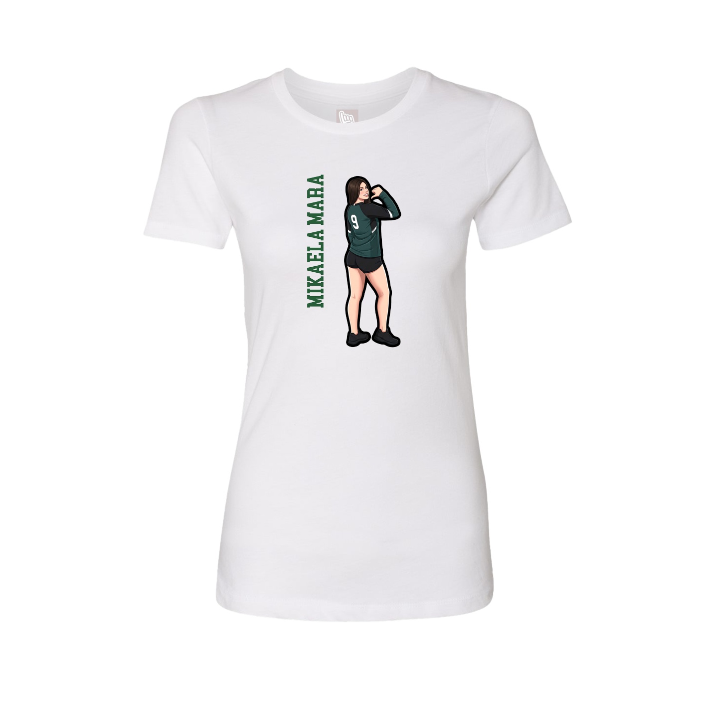 Womens Tee — Name Vertical in White