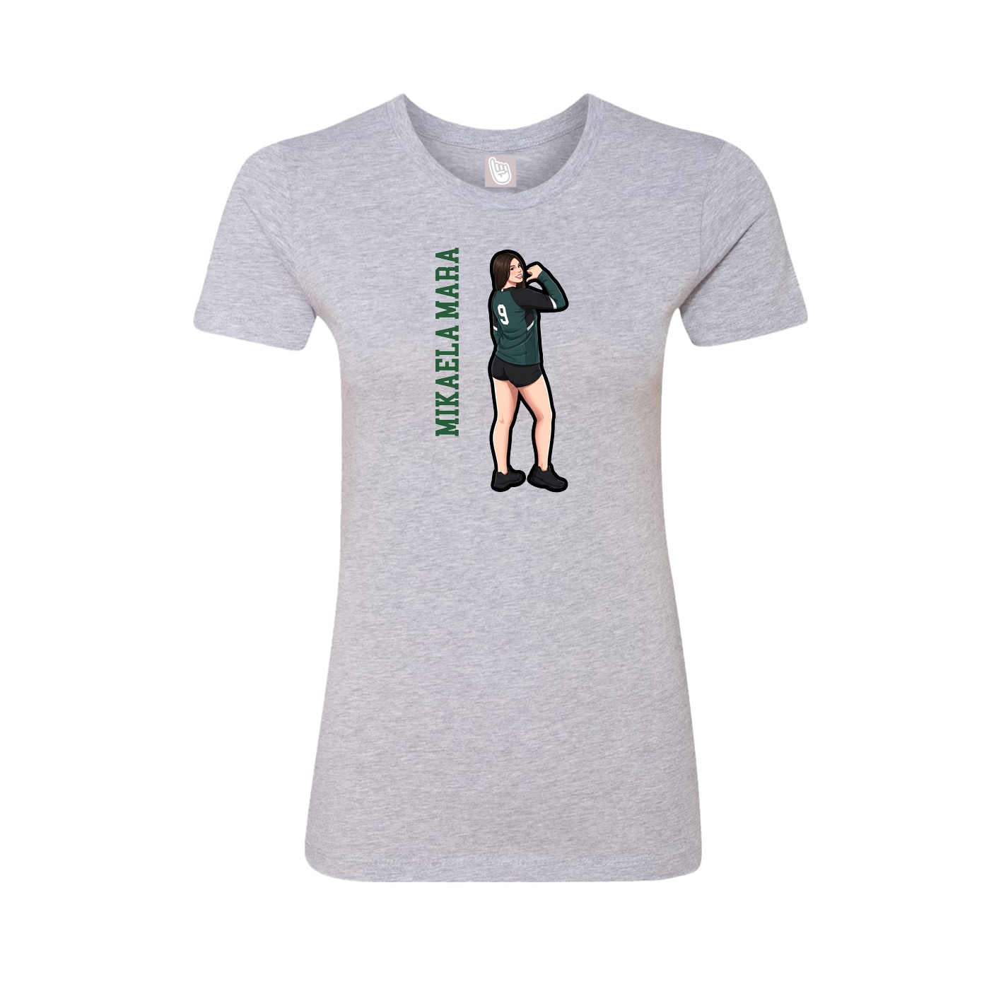 Womens Tee — Name Vertical in Grey