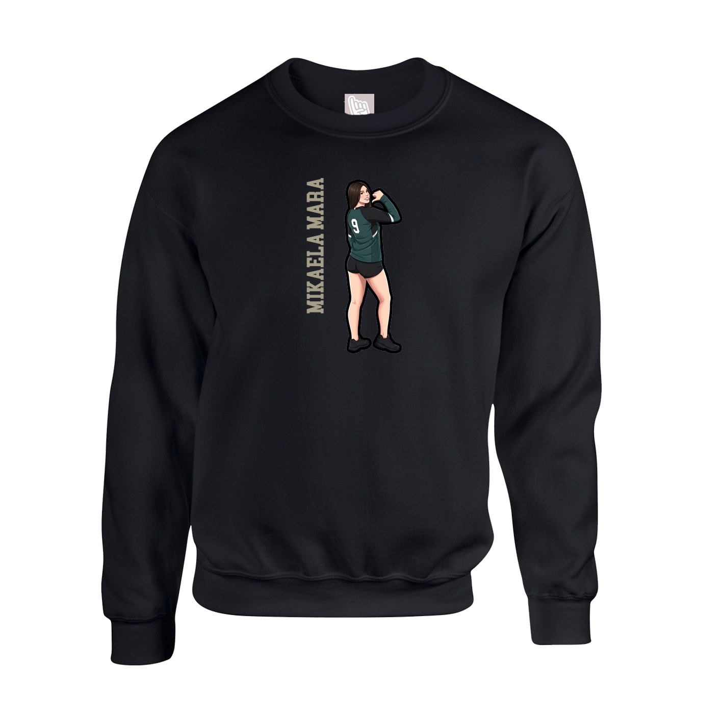 Fleece Crew — Name Vertical in Black