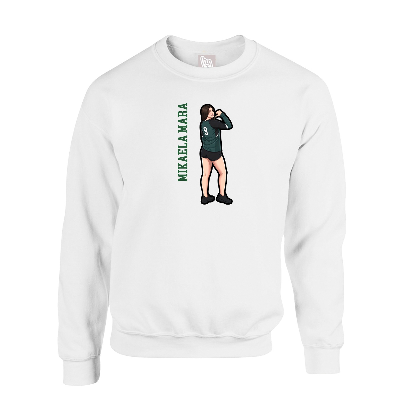 Fleece Crew — Name Vertical in White